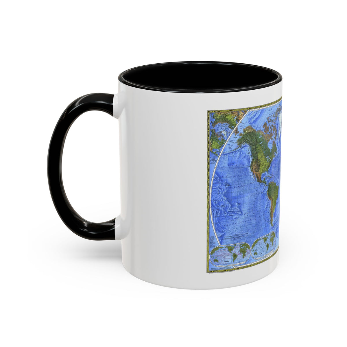 World Map - The Physical World (1975) (Map) Accent Coffee Mug