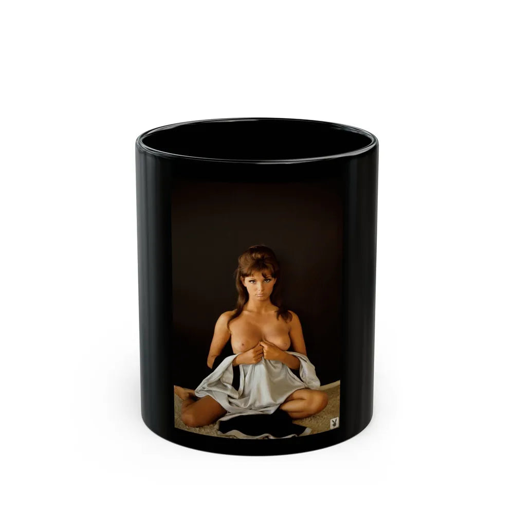 Victoria Vetri #109 - Topless (Vintage Female Icon) Black Coffee Mug-11oz-Go Mug Yourself