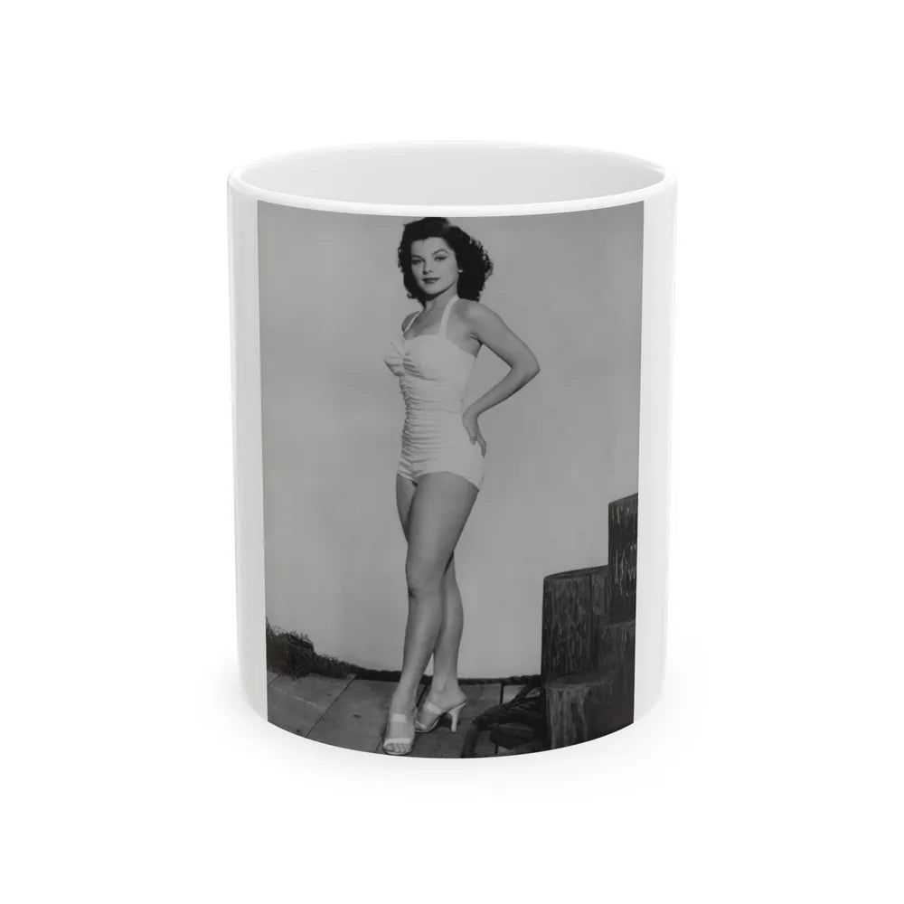 Debra Paget #264 - 8x10 Full Body 1-Piece White Swimsuit Cheesecake Photo Re-Strike from Mid 50's 1 (Vintage Female Icon) White Coffee Mug-11oz-Go Mug Yourself