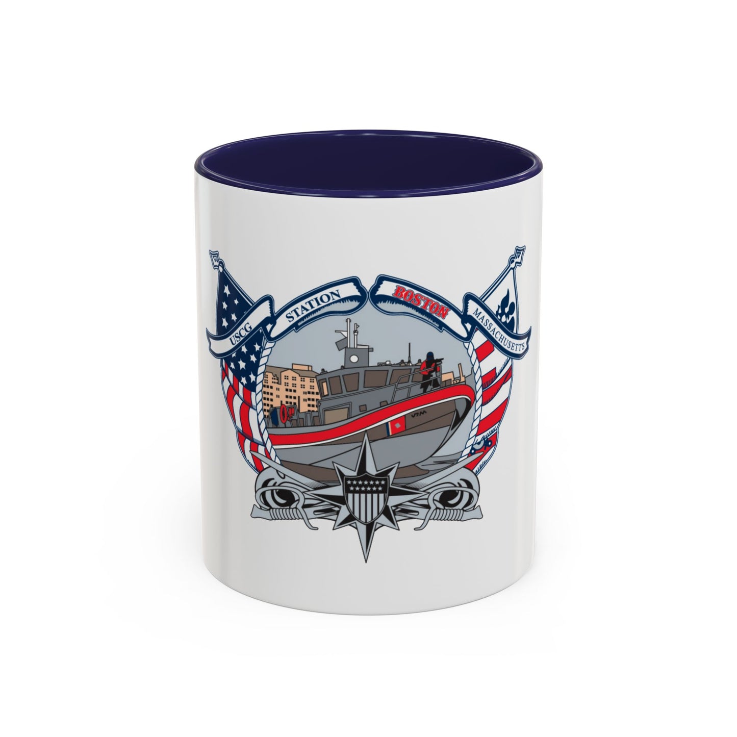 USCG Station Boston (U.S. Coast Guard) Accent Coffee Mug