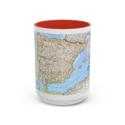 Spain and Portugal (1965) (Map) Accent Coffee Mug