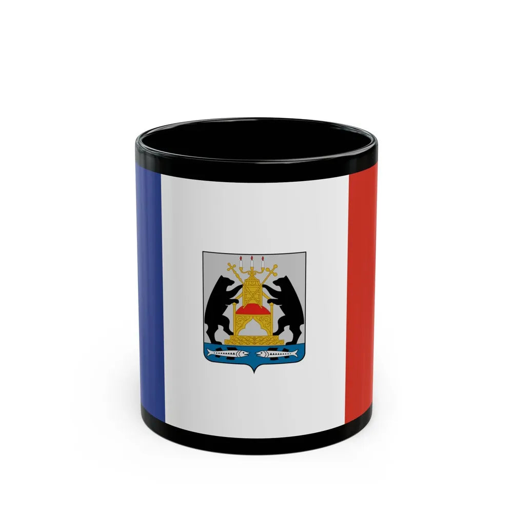 Flag of Novgorod Oblast Russia - Black Coffee Mug-11oz-Go Mug Yourself