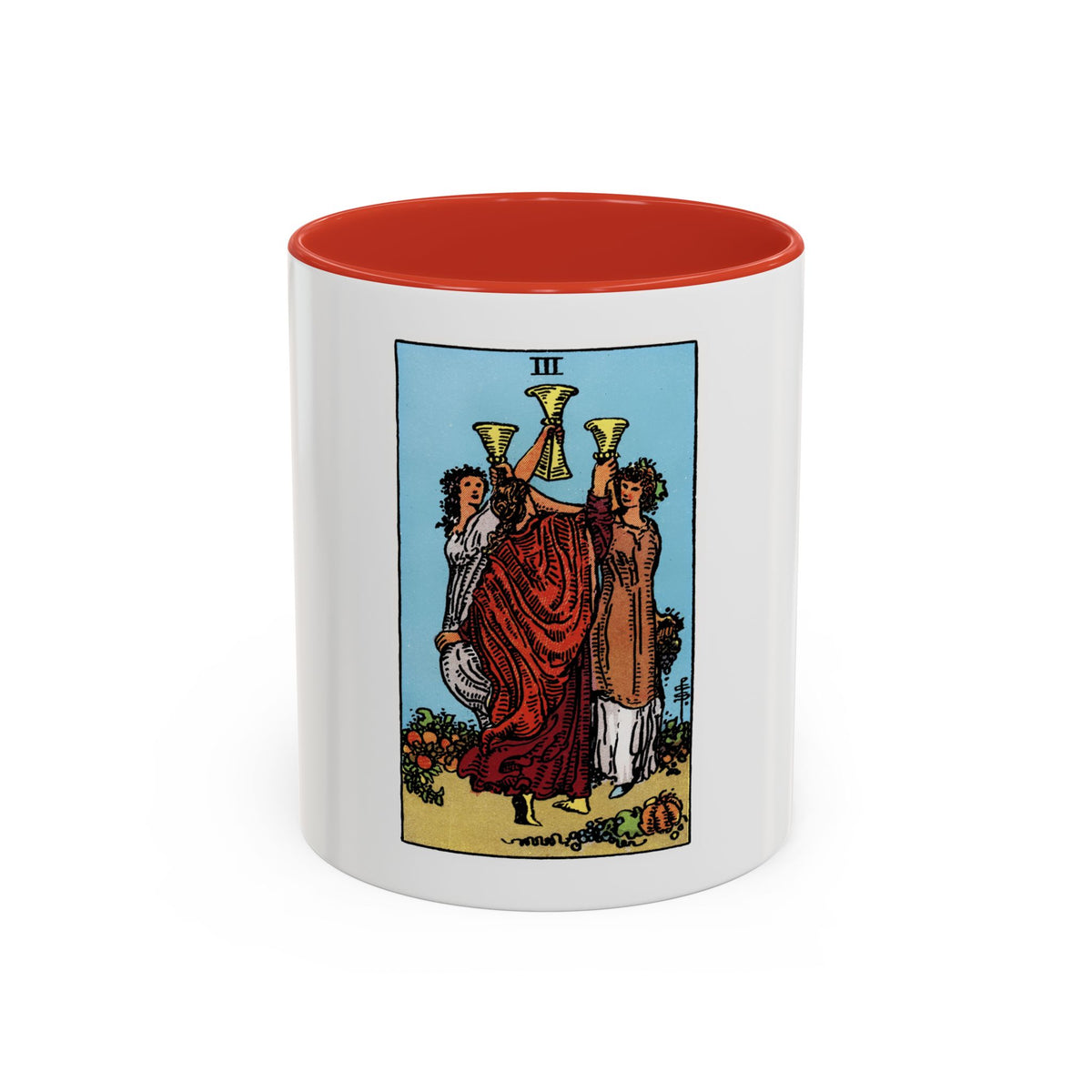 The 3 of Cups (Tarot Card) Accent Coffee Mug