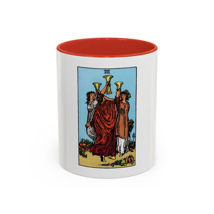The 3 of Cups (Tarot Card) Accent Coffee Mug