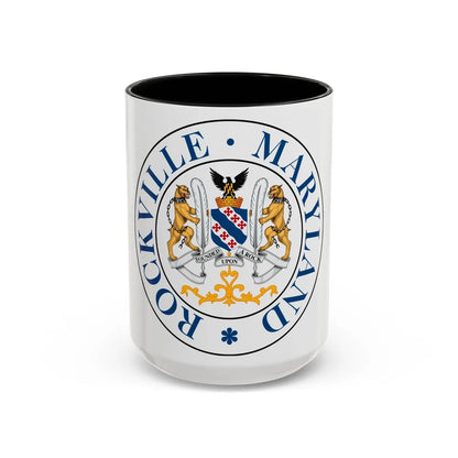 Seal of Rockville Maryland - Accent Coffee Mug-15oz-Black-Go Mug Yourself