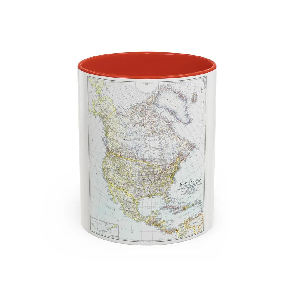 North America (1942) (Map) Accent Coffee Mug-11oz-Red-Go Mug Yourself