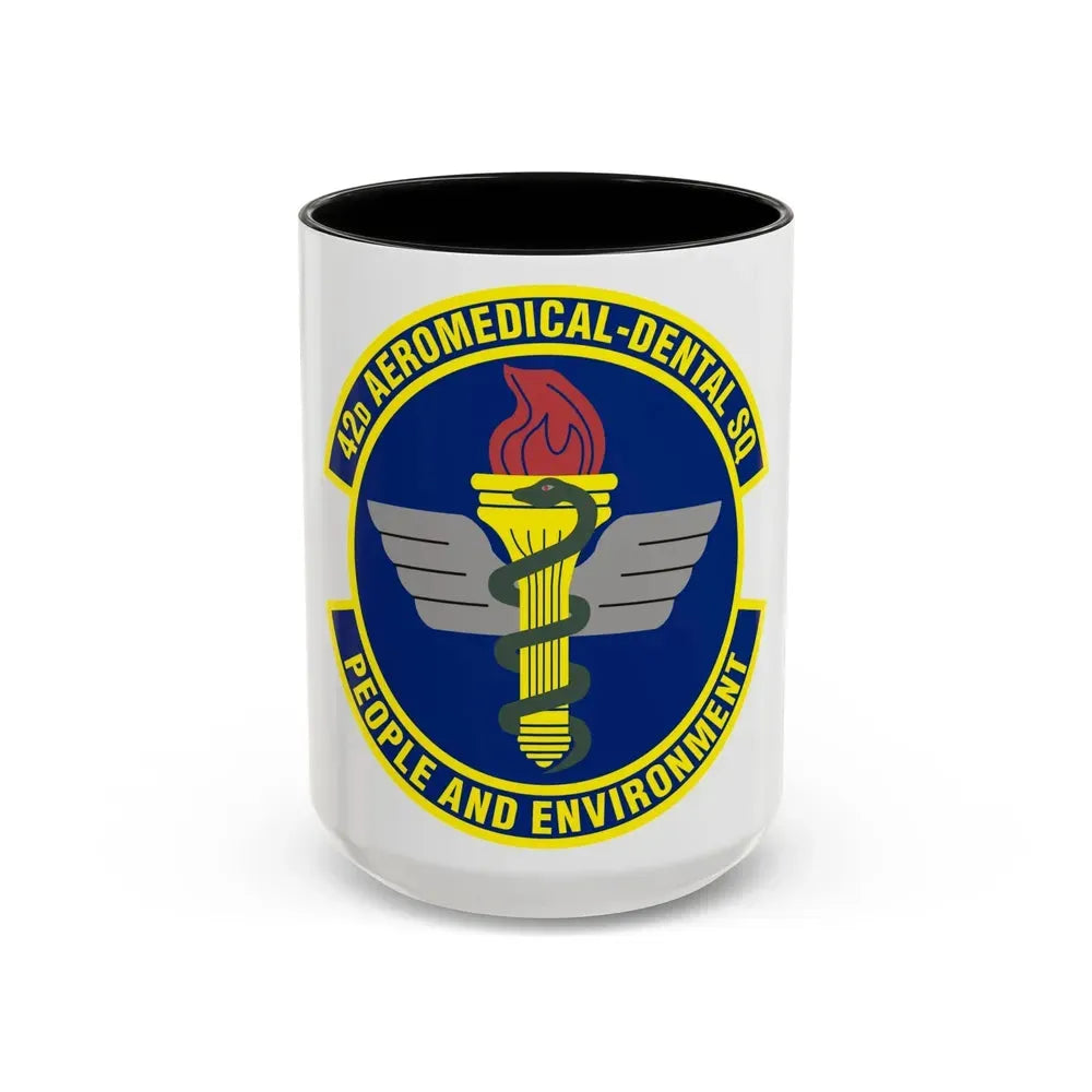 42d Aeromedical Dental Squadron (U.S. Air Force) Accent Coffee Mug 15oz Black - Go Mug Yourself