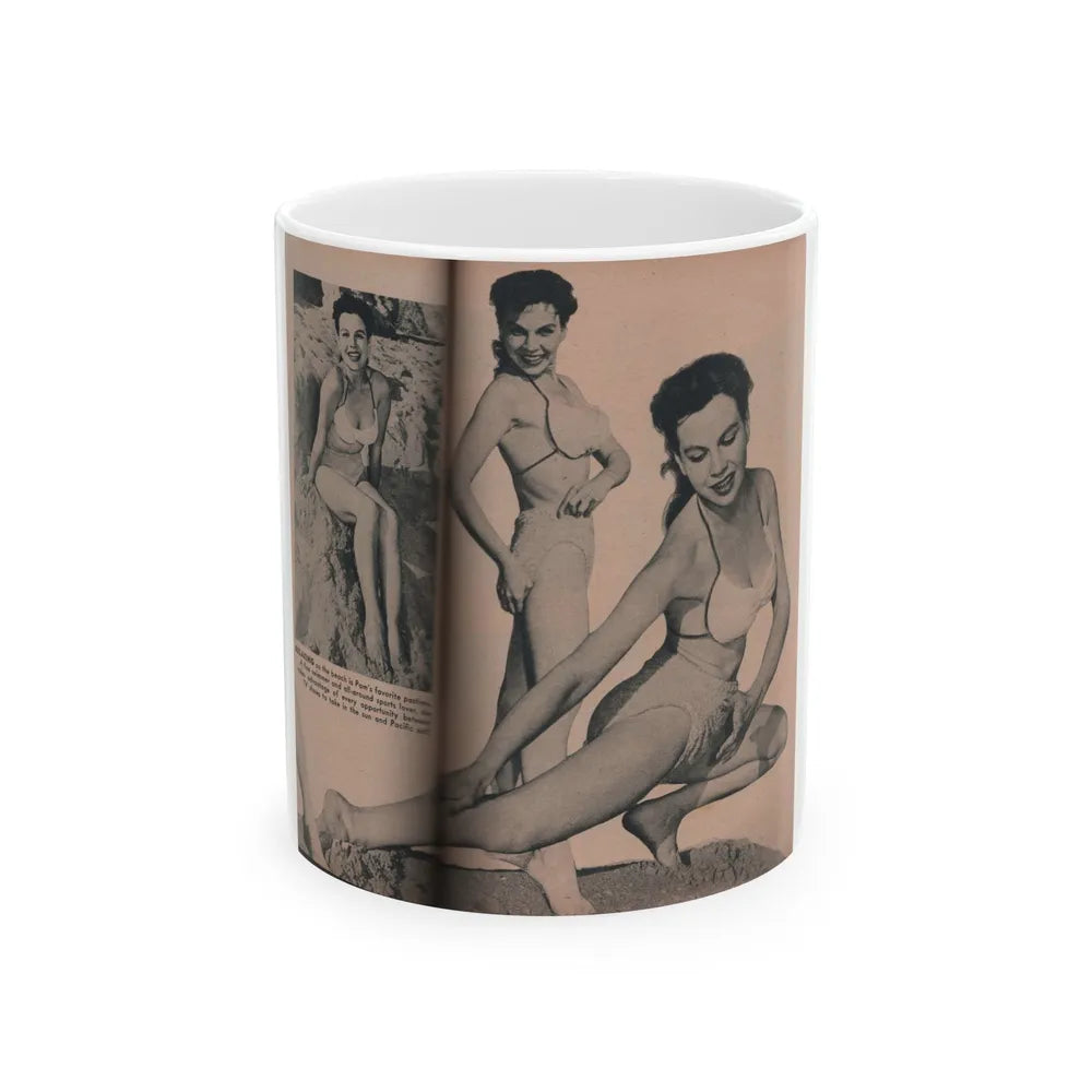 Pamela Duncan #29 - PHOTO Digest Mag. March '55 - 3 B&W Photos (Vintage Female Icon) White Coffee Mug-11oz-Go Mug Yourself