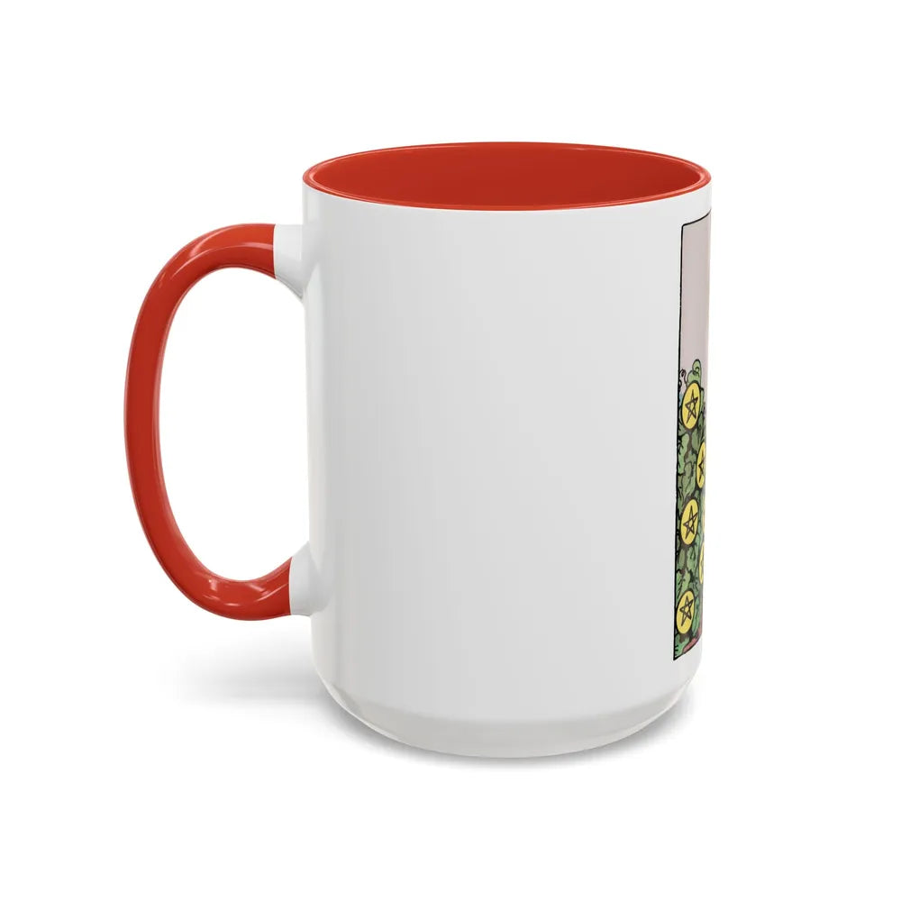 The 7 of Pentacles (Tarot Card) Accent Coffee Mug-Go Mug Yourself