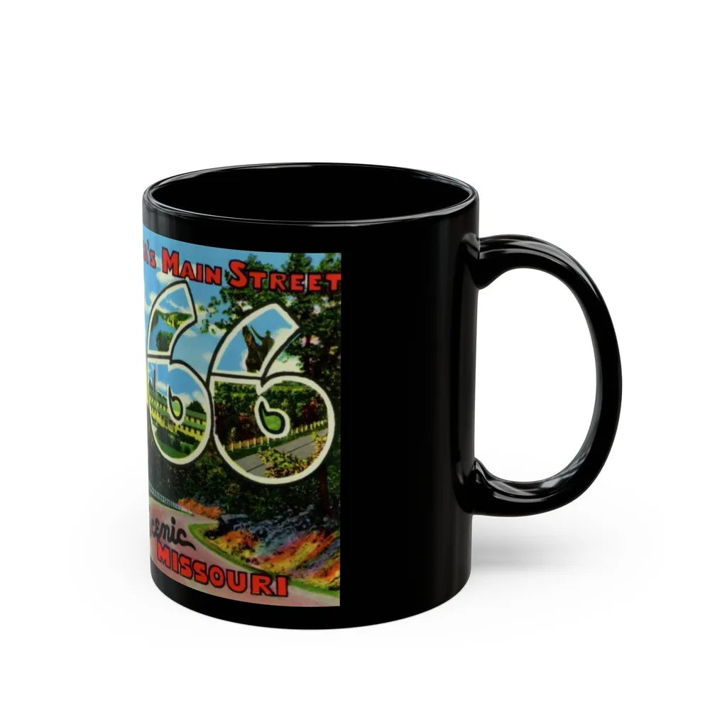 Greetings from Americas Main Street US 66 scenic Missouri (Greeting Postcards) Black Coffee Mug-Go Mug Yourself