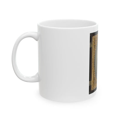 Unidentified Soldier In Union Cavalry Uniform With Cavalry Sword, Colt Army Revolver, And Carbine (U.S. Civil War) White Coffee Mug