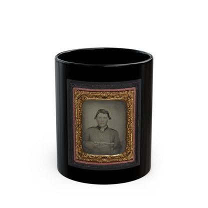 Unidentified Soldier In Confederate Uniform With Colt Revolver (U.S. Civil War) Black Coffee Mug