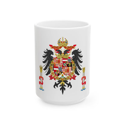 Greater Coat of Arms of Charles V Holy Roman Emperor, Charles I as King of Spain - White Coffee Mug