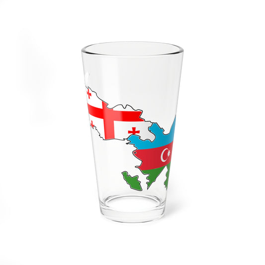 Azerbaijan and Georgia flag map (Azerbaijan) Pint Glass 16oz