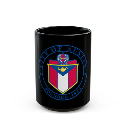 Seal of Austin TX - Black Coffee Mug