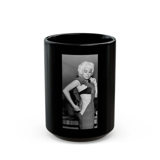 Jeanne Carmen #49 (Vintage Female Icon) Black Coffee Mug-15oz-Go Mug Yourself