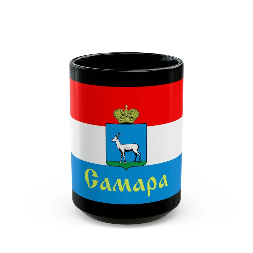 Flag of Samara Russia - Black Coffee Mug-15oz-Go Mug Yourself