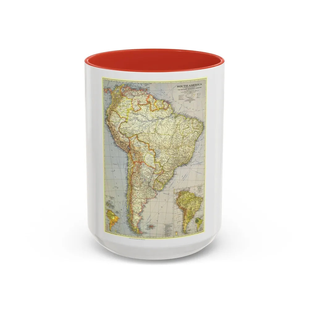 South America (1937) (Map) Accent Coffee Mug-15oz-Red-Go Mug Yourself