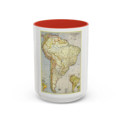 South America (1937) (Map) Accent Coffee Mug-15oz-Red-Go Mug Yourself