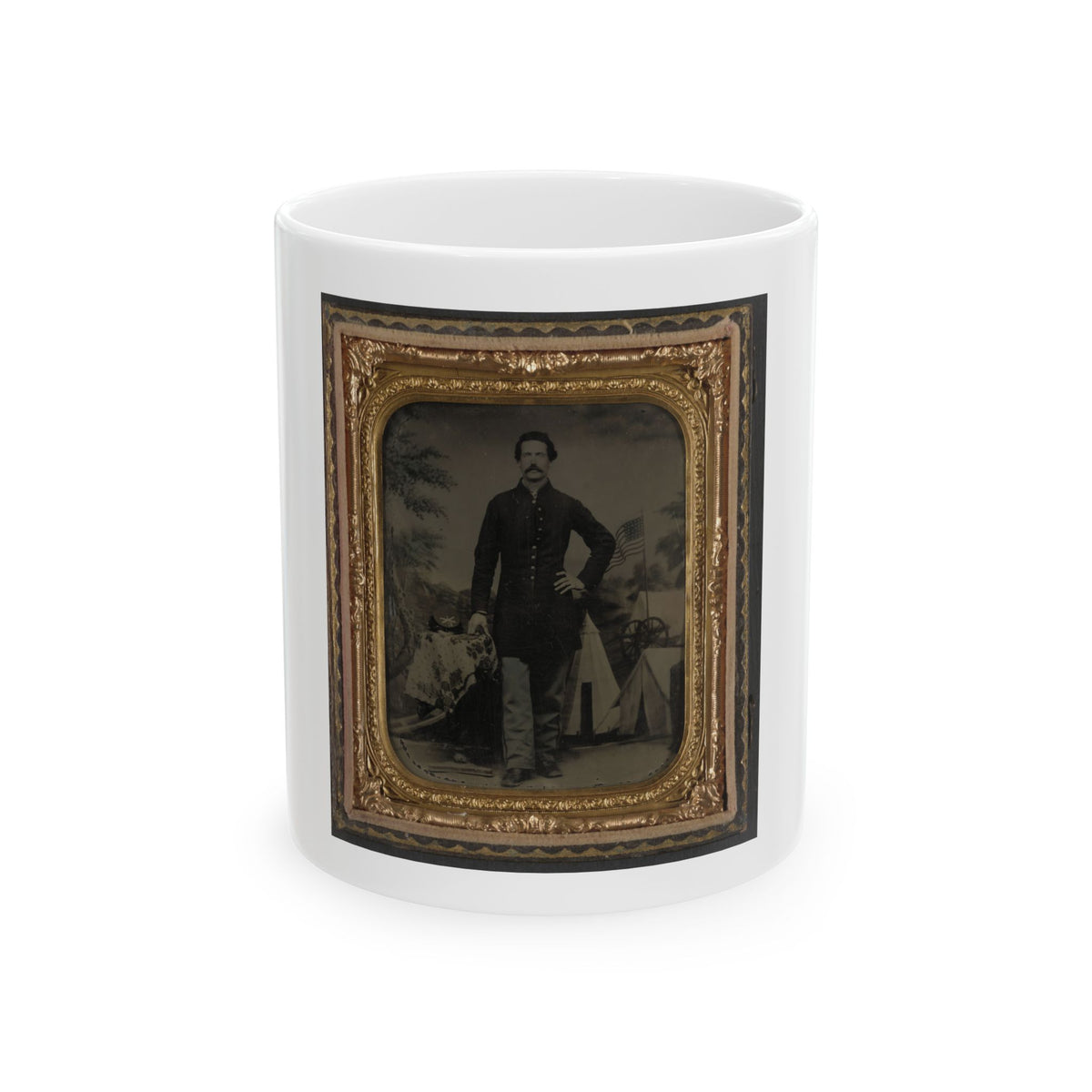 Unidentified Soldier In Union Uniform In Front Of Painted Backdrop (U.S. Civil War) White Coffee Mug