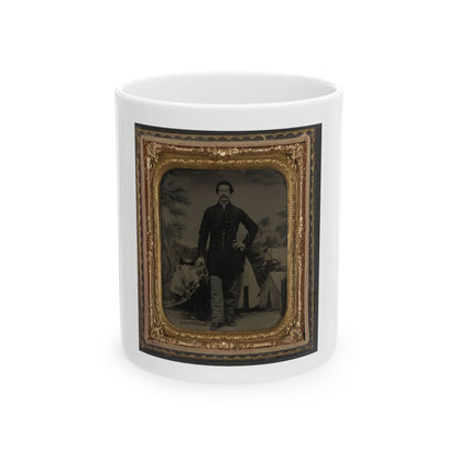 Unidentified Soldier In Union Uniform In Front Of Painted Backdrop (U.S. Civil War) White Coffee Mug