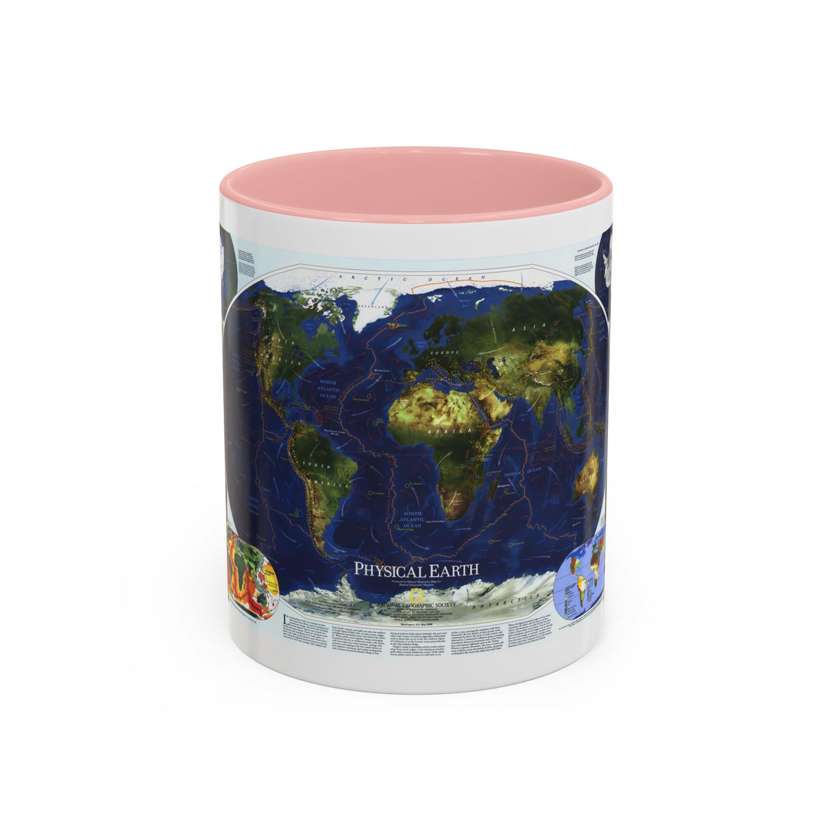 World Map - Physical Earth 1 (1998) (Map) Accent Coffee Mug