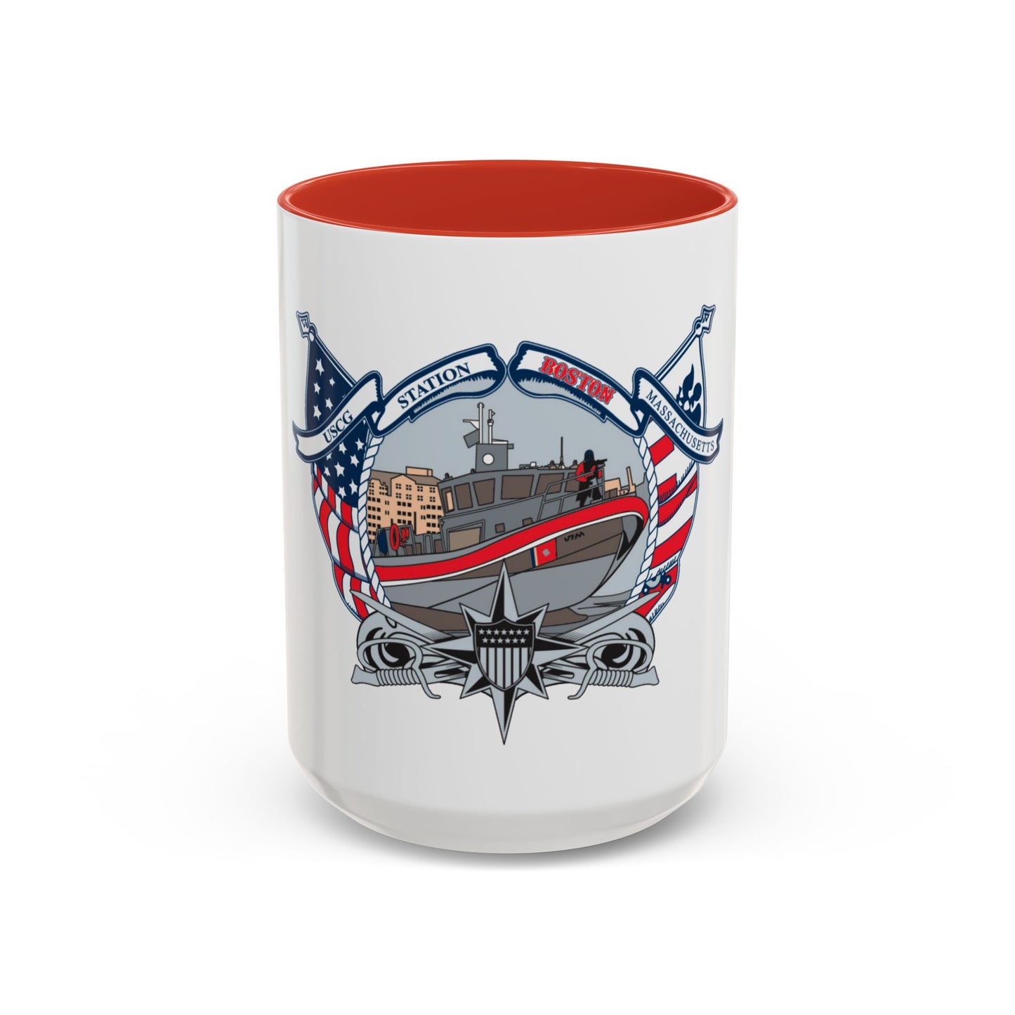 USCG Station Boston (U.S. Coast Guard) Accent Coffee Mug