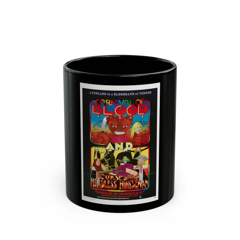 CARNIVAL OF BLOOD + CURSE OF THE HEADLESS HORSEMAN 1970 Movie Poster - Black Coffee Mug-11oz-Go Mug Yourself