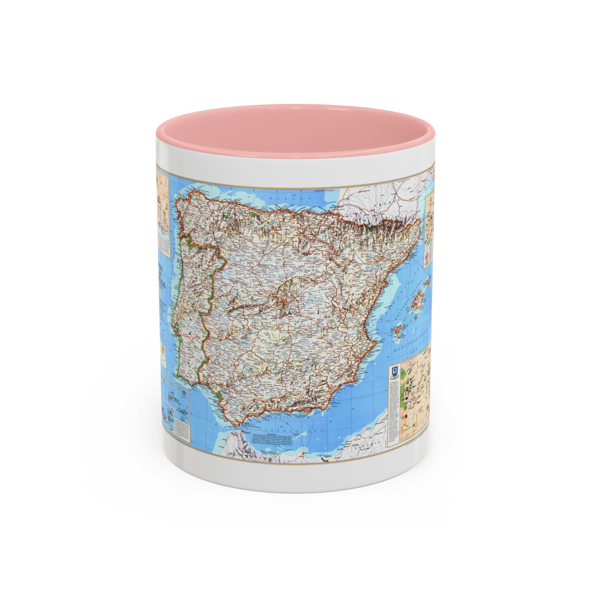 Spain and Portugal (1998) (Map) Accent Coffee Mug