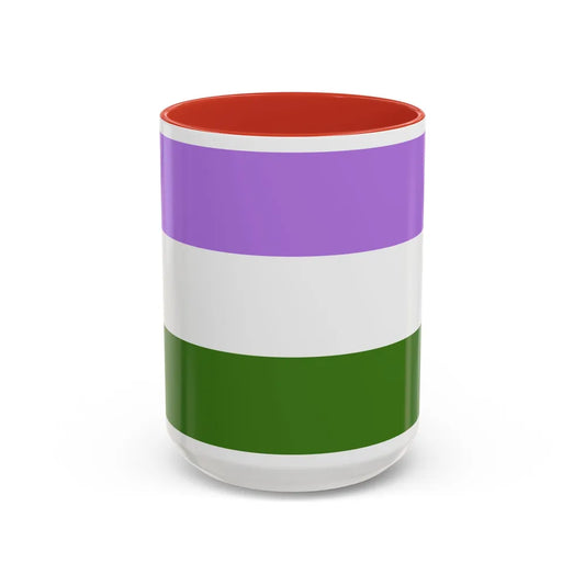 Genderqueer Pride Flag - Accent Coffee Mug-15oz-Red-Go Mug Yourself