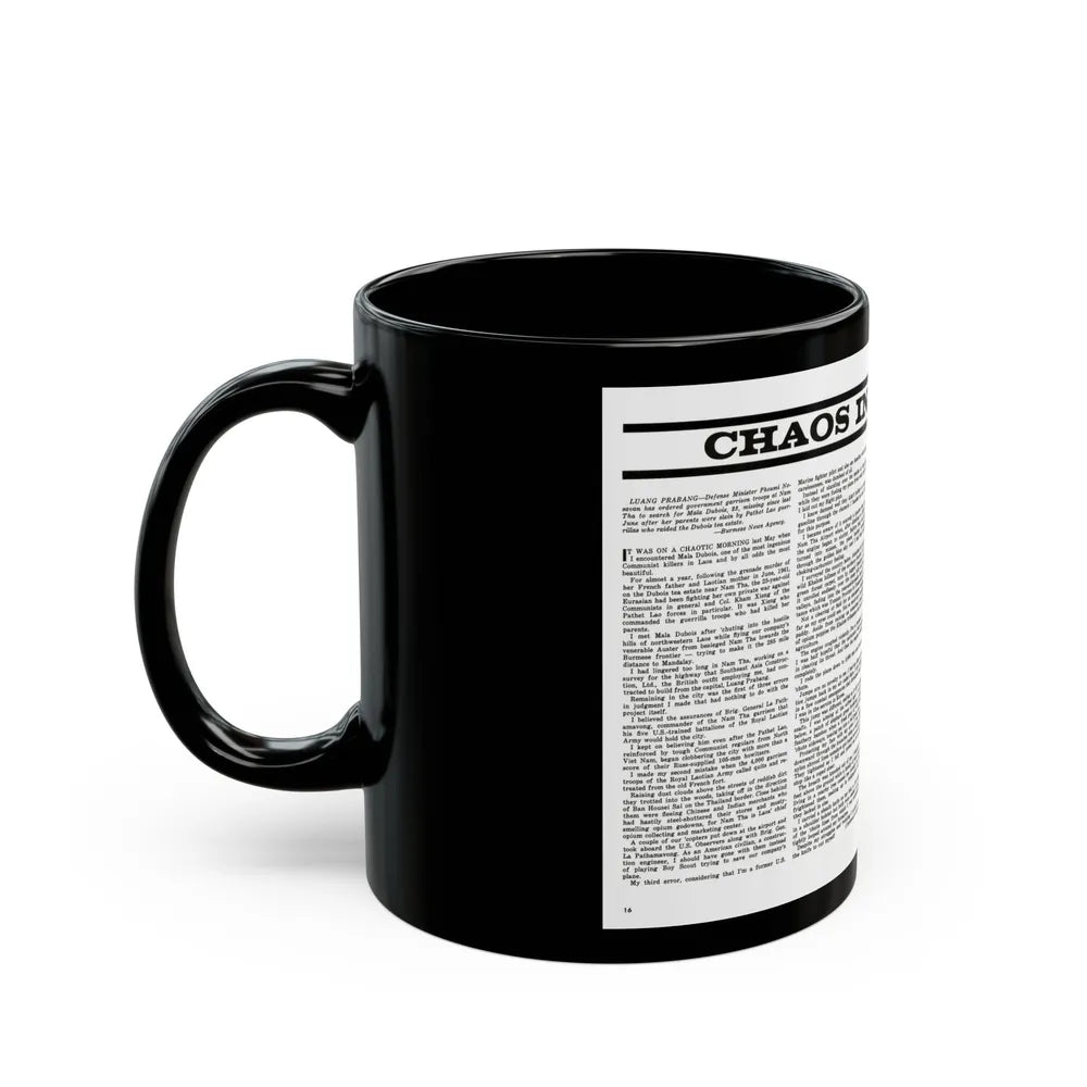 Chaos In Laos, Bluebook for Men, 1962 - Black Coffee Mug-Go Mug Yourself