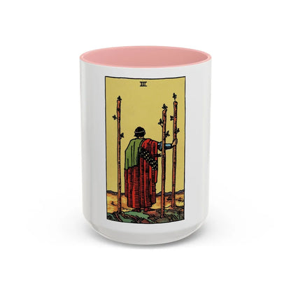 The 3 of Wands (Tarot Card) Accent Coffee Mug-15oz-Pink-Go Mug Yourself