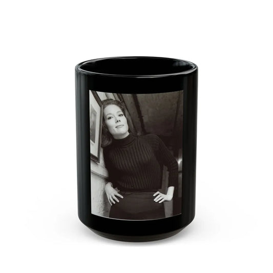 Diana Rigg #25 (Vintage Female Icon) Black Coffee Mug-15oz-Go Mug Yourself