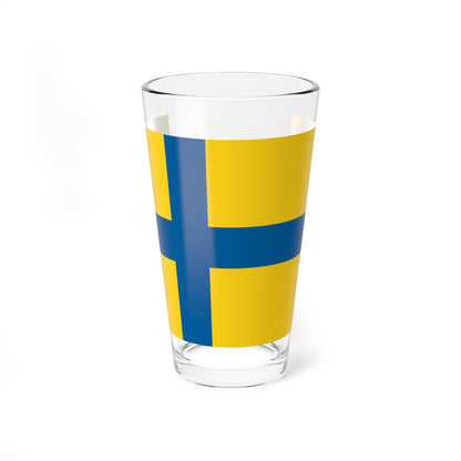 Flag of Ostergotland (Sweden) Pint Glass 16oz