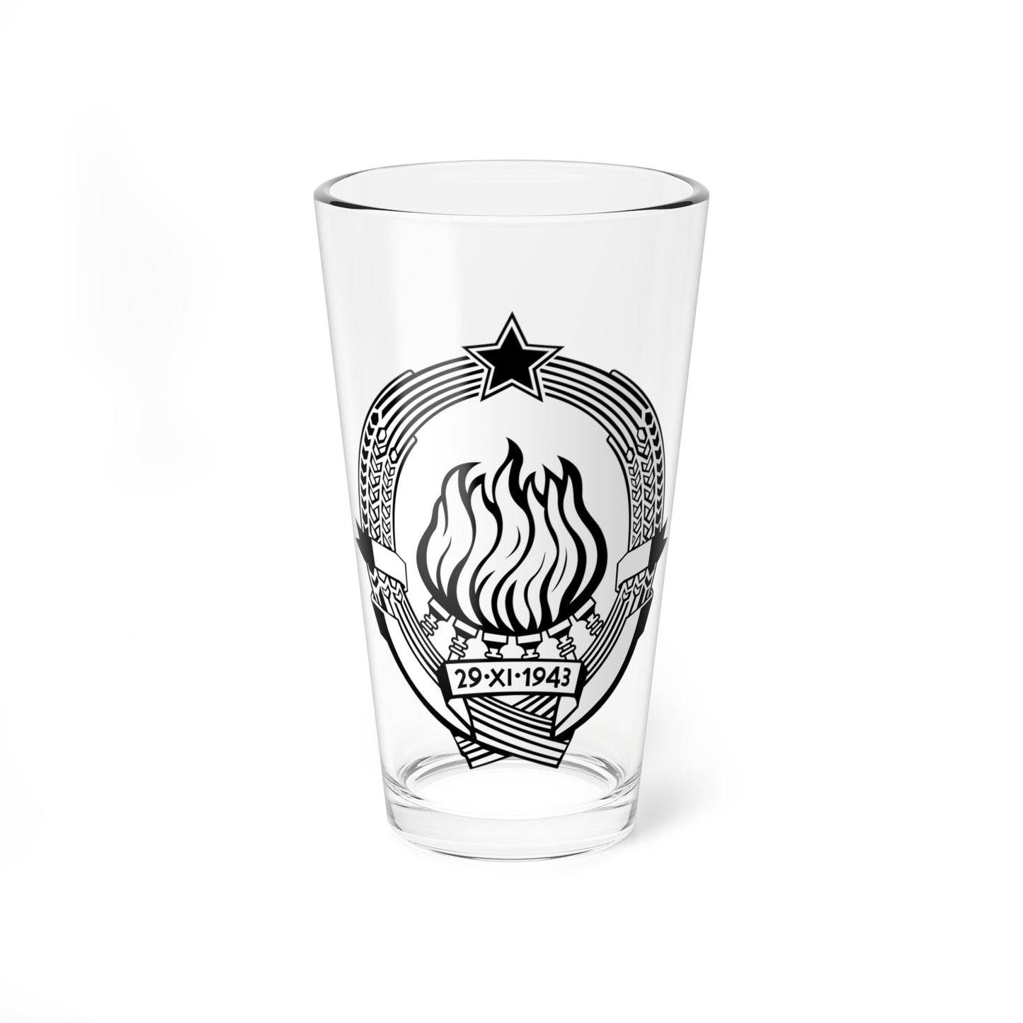 Emblem of SFR Yugoslavia stamp version (Yugoslavia) (Coat of Arms) Pint Glass 16oz