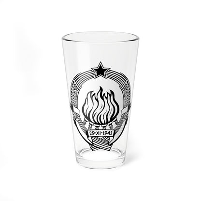 Emblem of SFR Yugoslavia stamp version (Yugoslavia) (Coat of Arms) Pint Glass 16oz