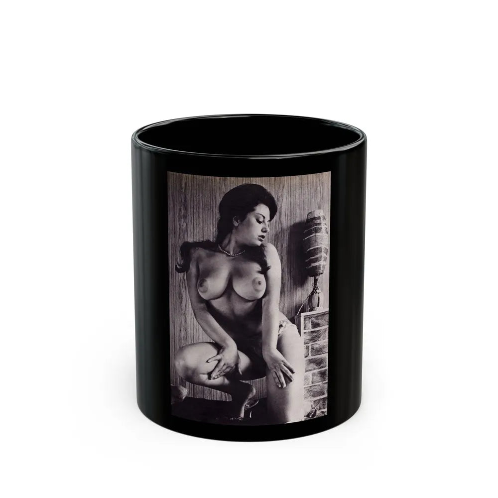 June Palmer #245 - Topless (Vintage Female Icon) Black Coffee Mug-11oz-Go Mug Yourself