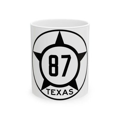 Old Texas 87 (Texas) (Road Sign) White Coffee Mug