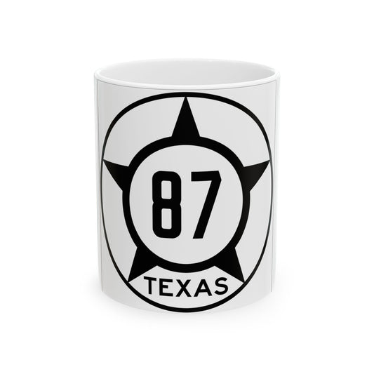 Old Texas 87 (Texas) (Road Sign) White Coffee Mug