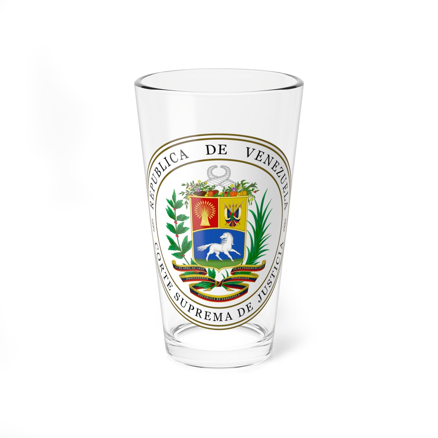 Sello de la Corte Suprema de la República de Venezuela (Venezuela) (Coat of Arms) Pint Glass 16oz