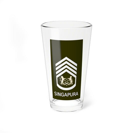 Dark olive military shoulder board with cream coat of arms, lion and tiger supporters and a white chevron stripe.
