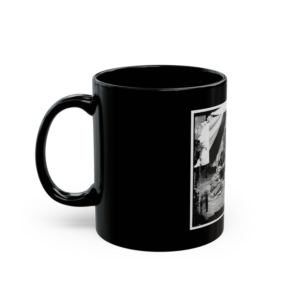 The Peninsula, Va. The Staff Of Gen. Fitz-John Porter; Lts. William G. Jones And George A. Custer Reclining (U.S. Civil War) Black Coffee Mug