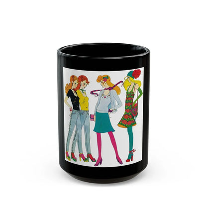 Fashion illustration, Destiny magazine, 1973 - Black Coffee Mug-15oz-Go Mug Yourself