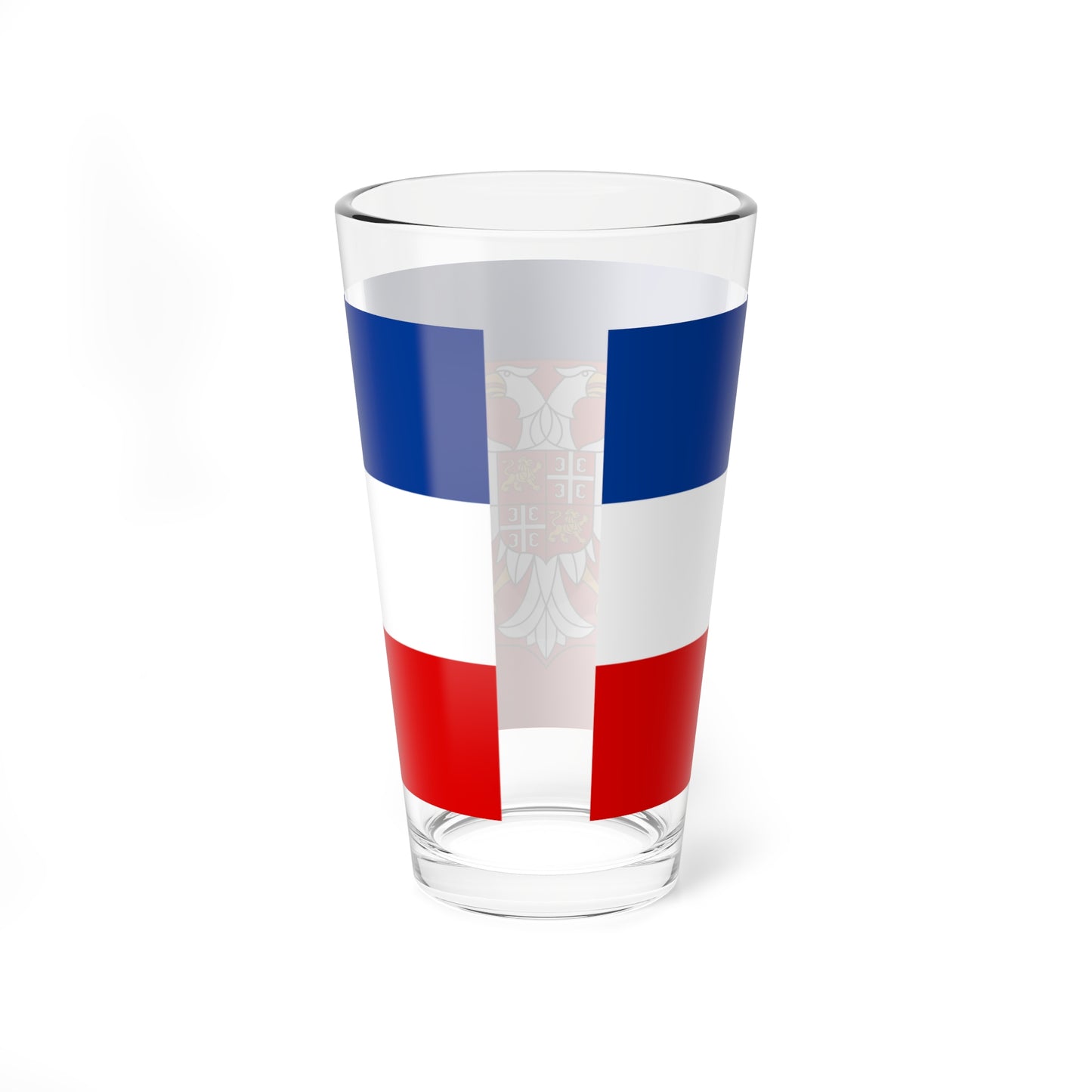 Flag of Serbia and Montenegro with coat of arms (Yugoslavia) Pint Glass 16oz