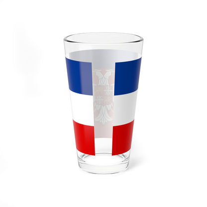 Flag of Serbia and Montenegro with coat of arms (Yugoslavia) Pint Glass 16oz
