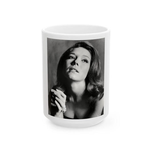 Diana Rigg #15 (Vintage Female Icon) White Coffee Mug-15oz-Go Mug Yourself