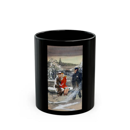 Cuddling in the Cold, Esquire magazine cover, February 1947 - Black Coffee Mug-11oz-Go Mug Yourself