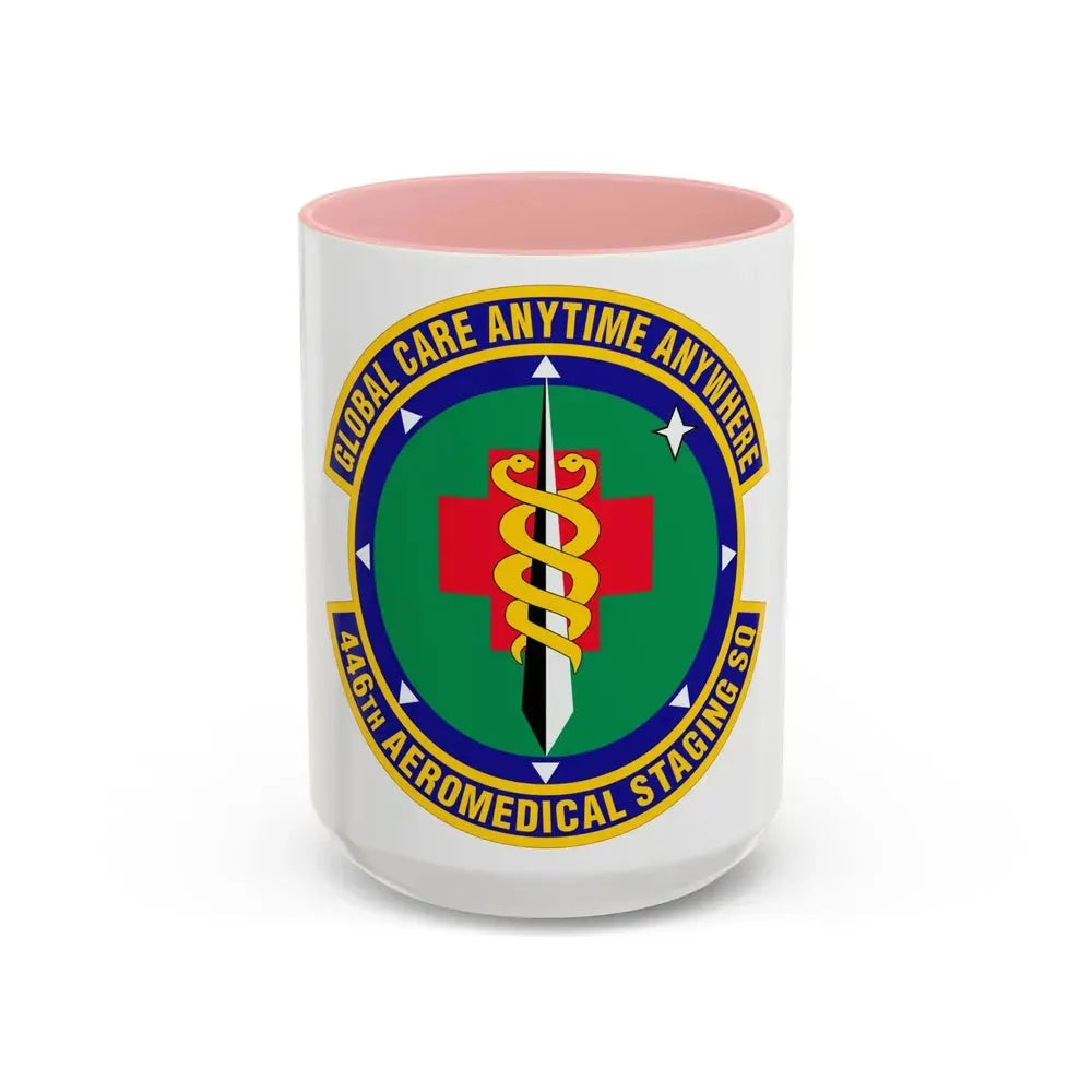 446 Aeromedical Staging Squadron AFRC (U.S. Air Force) Accent Coffee Mug 15oz Pink - Go Mug Yourself