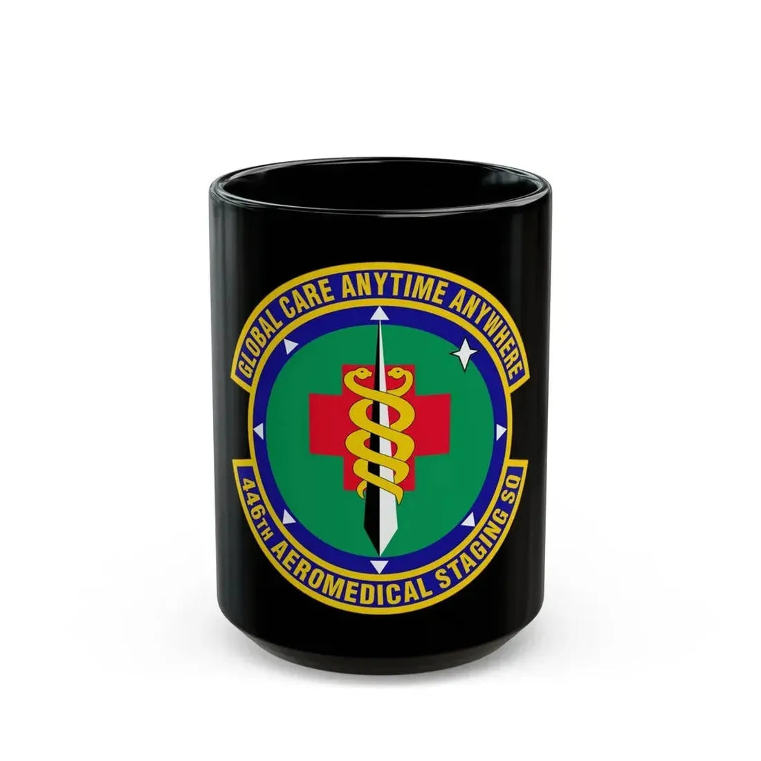 446 Aeromedical Staging Squadron AFRC (U.S. Air Force) Black Coffee Mug 15oz - Go Mug Yourself