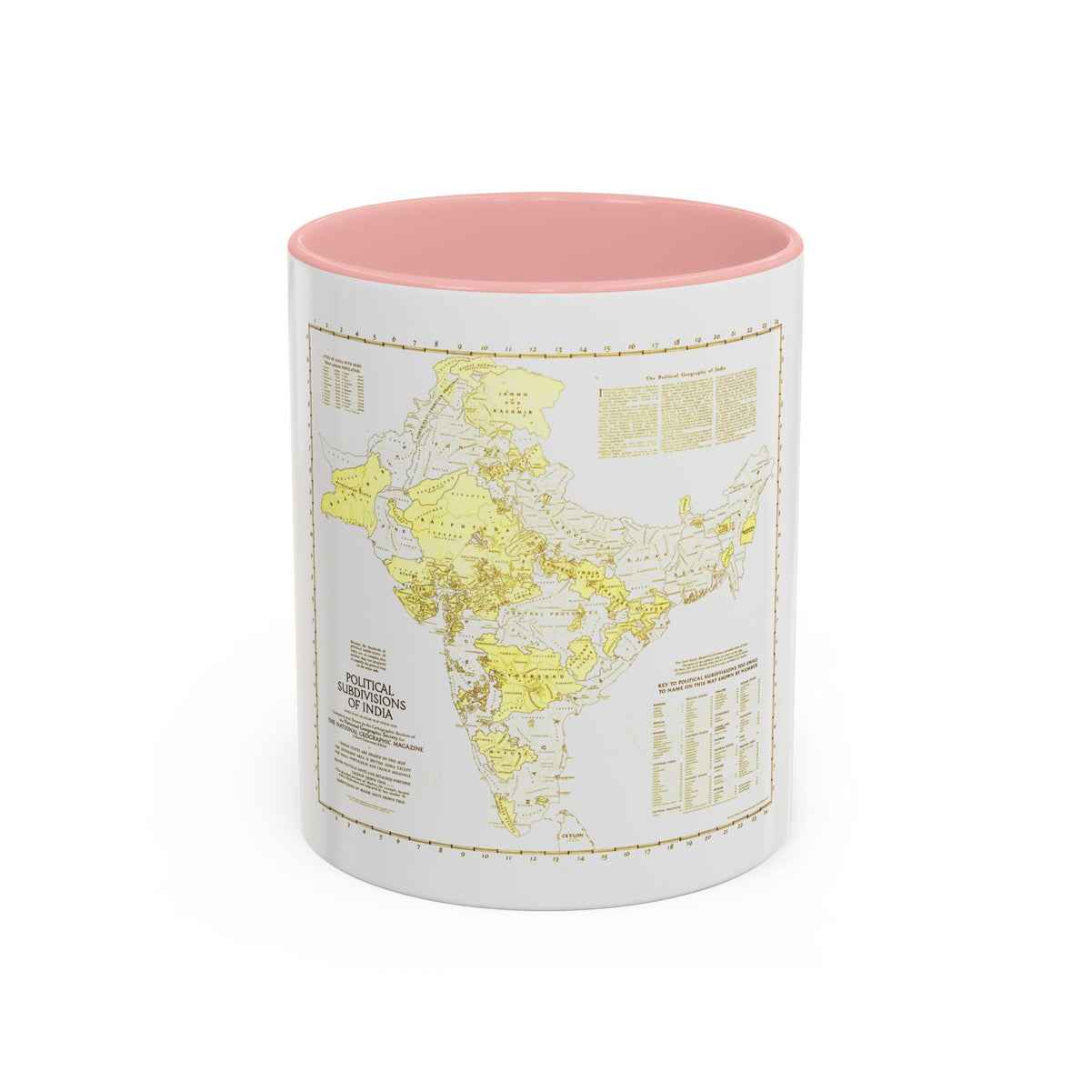 India - Political Subdivisions (1946) (Map) Accent Coffee Mug